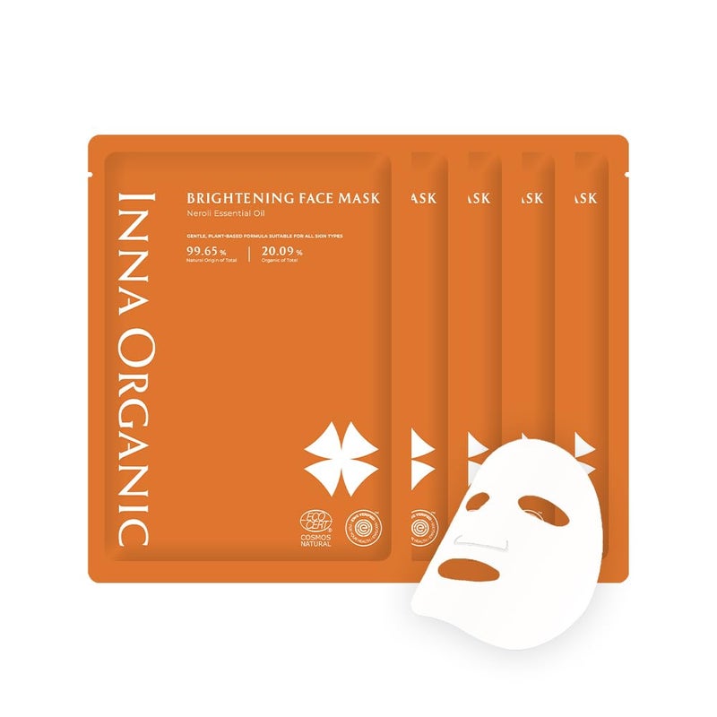 Inna Organic NEROLI BRIGHTENING SKIN SHEET MASK New  Old Packaging Randomly Radiant Skin Even Complexion Luxury Clean Beauty Home SPA Certified Natural 08 floz Pack of 5