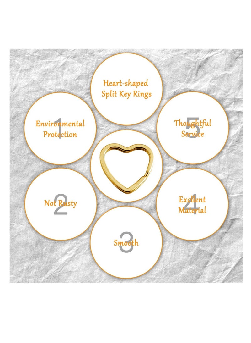 SYOSI 50Pcs Heart Shaped Split Key Rings,Metal Key Rings Crafts DIY Keychain Bulk for Home Car Office Organization,Arts & Crafts Projects, Lanyards (Gold) - Image 4