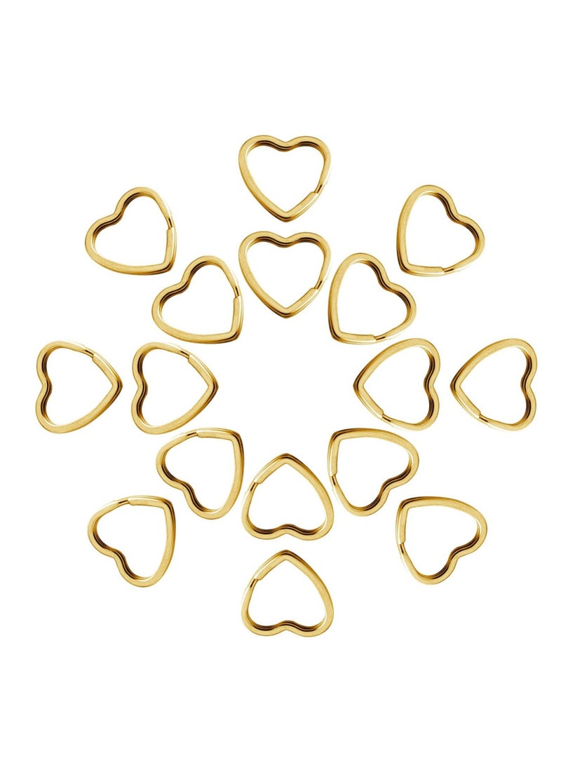 SYOSI 50Pcs Heart Shaped Split Key Rings,Metal Key Rings Crafts DIY Keychain Bulk for Home Car Office Organization,Arts & Crafts Projects, Lanyards (Gold) - Image 1