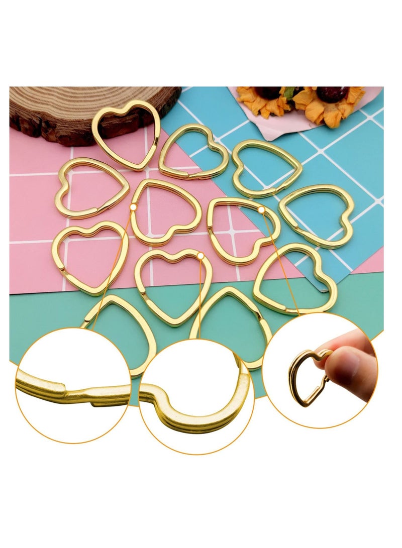 SYOSI 50Pcs Heart Shaped Split Key Rings,Metal Key Rings Crafts DIY Keychain Bulk for Home Car Office Organization,Arts & Crafts Projects, Lanyards (Gold) - Image 5