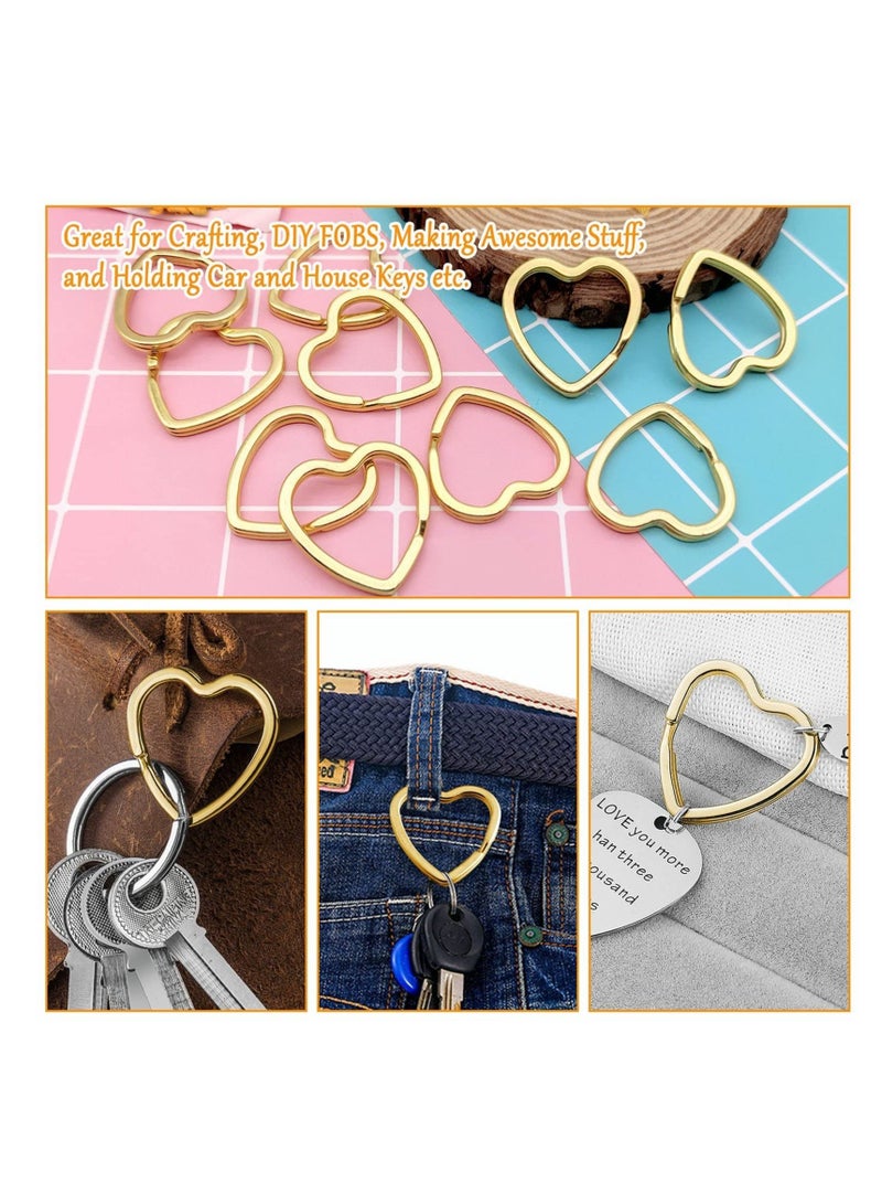 SYOSI 50Pcs Heart Shaped Split Key Rings,Metal Key Rings Crafts DIY Keychain Bulk for Home Car Office Organization,Arts & Crafts Projects, Lanyards (Gold) - Image 3