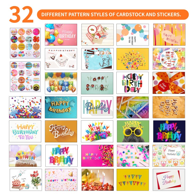 Joyberg 32 PCS Happy Birthday Cards Bulk with Envelopes, 4x6 Assorted Birthday Cards - Image 3