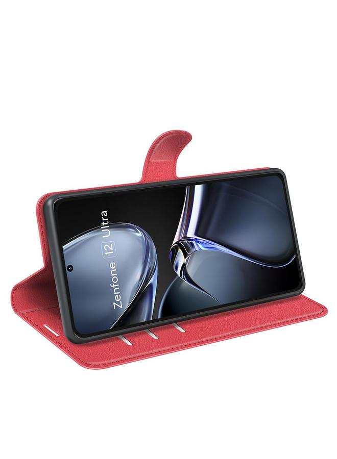 اس-توب جراب هاتف Asus Zenfone 12 Ultra Litchi Texture من الجلد مع حامل قابل للطي أفقيًا - Image 5