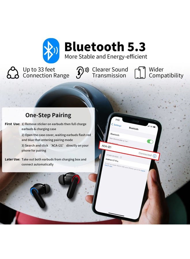 APETOO Bluetooth 5.3 Headphones for Samsung S25 S24 S26 S23 S22 Ultra S21 S20 Flip Fold A54 Wireless Noise Canceling Earbuds for iPhone 17 16 15 Bluetooth Ear Buds Earphones,HD Mic,Deep Bass,Sweat Resistant - Image 4