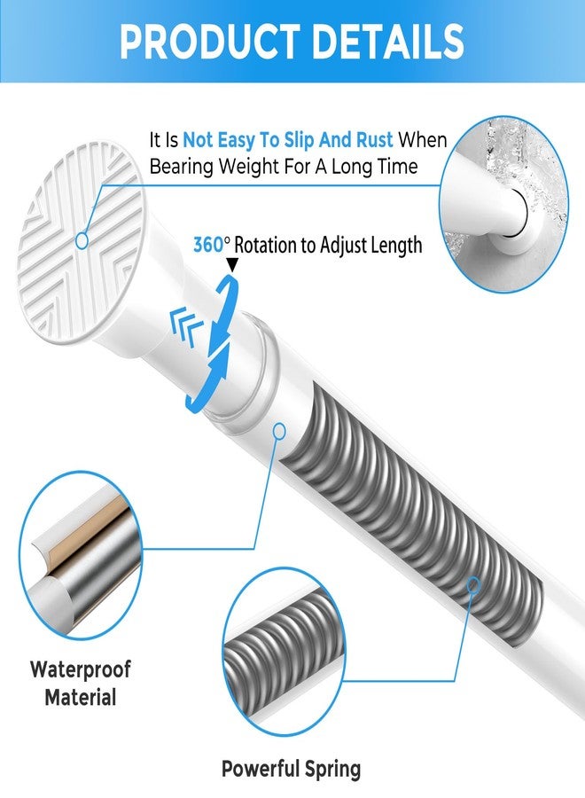 QINGYUN 4 Pack Tension Curtain Rod 30.5 to 62.8 Inch No Drilling, Adjustable Spring Tension Rod 7/8" Diameter Non Slip, White Shower Curtain Rod for Windows, Bathroom, Doorway, Closet, Kitchen - Image 5