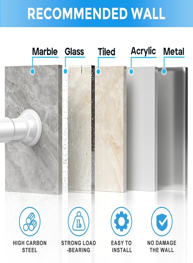 QINGYUN 4 Pack Tension Curtain Rod 30.5 to 62.8 Inch No Drilling, Adjustable Spring Tension Rod 7/8" Diameter Non Slip, White Shower Curtain Rod for Windows, Bathroom, Doorway, Closet, Kitchen - Image 4