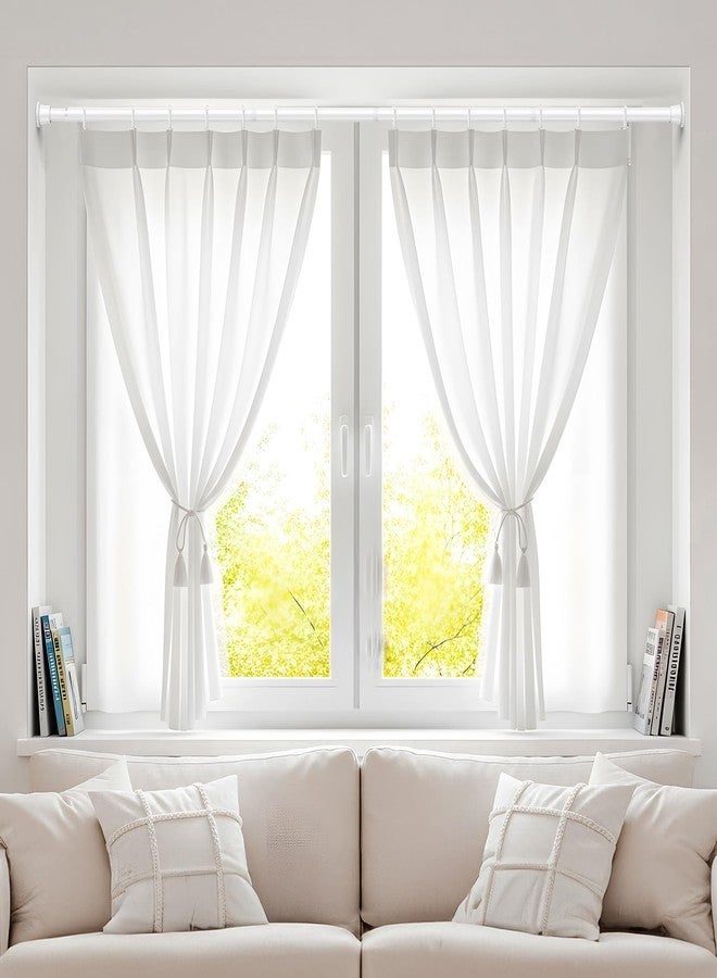 QINGYUN 4 Pack Tension Curtain Rod 30.5 to 62.8 Inch No Drilling, Adjustable Spring Tension Rod 7/8" Diameter Non Slip, White Shower Curtain Rod for Windows, Bathroom, Doorway, Closet, Kitchen - Image 2