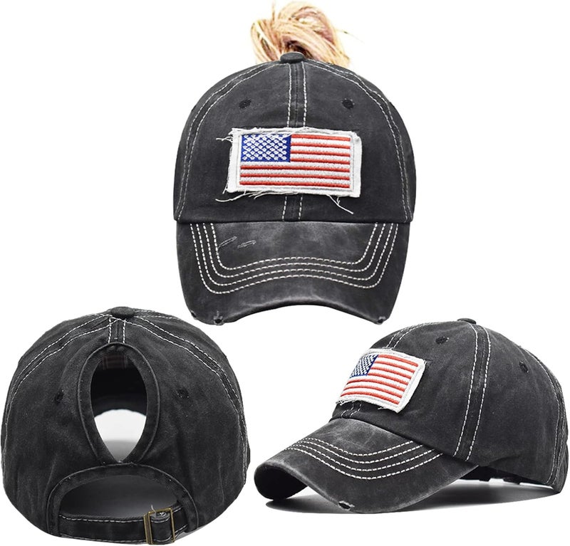 ProMindFun Womens Pony Hat High Ponytail Baseball Cap Girls Messy Bun Caps Camouflage Trucker Bad Hair Day Adjustable Dad Hat - Image 1