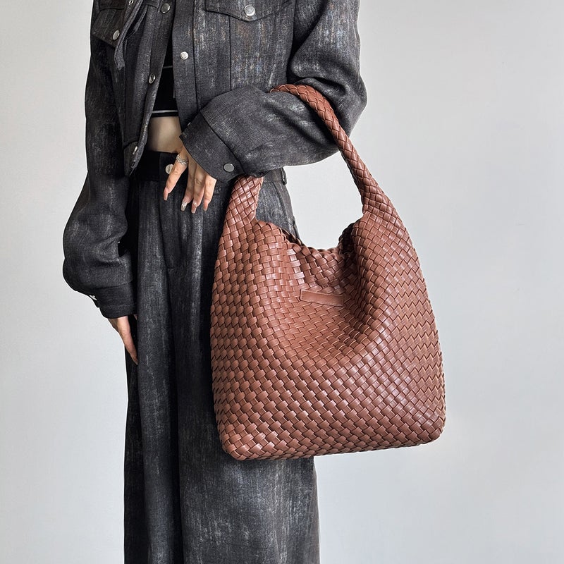 He Ming Women'S Handmade Woven Bag, Women'S Shoulder Crossbody Underarm Handbag, Fashionable Mother-Daughter Tote Bag 60059 - Image 5