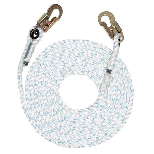 Pelican Rope 5/8" Vertical Lifeline Rope - Made in USA - Fall Protection Lanyard - Ladder & Tower Gear - 3 Strand Rope with Steel Snap Hook Ends - 25 ft. - Image 1