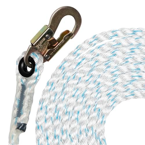 Pelican Rope 5/8" Vertical Lifeline Rope - Made in USA - Fall Protection Lanyard - Ladder & Tower Gear - 3 Strand Rope with Steel Snap Hook Ends - 25 ft. - Image 3