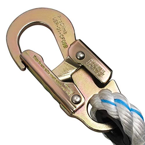 Pelican Rope 5/8" Vertical Lifeline Rope - Made in USA - Fall Protection Lanyard - Ladder & Tower Gear - 3 Strand Rope with Steel Snap Hook Ends - 25 ft. - Image 2