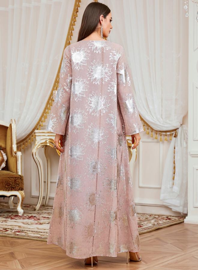 Take Two Women Foil Print Sequin Patch Detail Jalabiya - Image 4