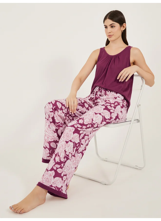 ستايلي Styli Unwind Floral Printed Sleeveless Pajama Set