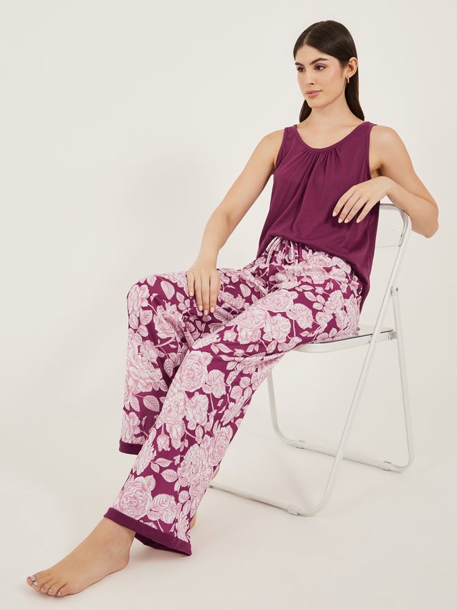 Styli Styli Unwind Floral Printed Sleeveless Pajama Set  - Image 1