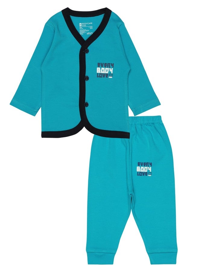 BODYCARE Cotton Baby Full Sleeves Top & Pajami Set - Blue - Image 1