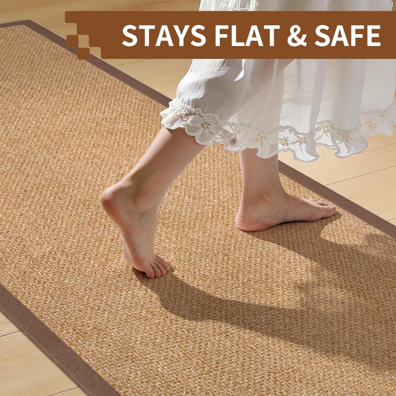 YDKGL Washable Runner Rug 3x5 Jute Like Entryway Indoor Runner Mat Rugs Non Slip, Woven Soft Farmhouse Area Boho Floor Carpet for Hallway Kitchen Laundry Hall Backdoor Bedroom Living Room, Brown - Image 5
