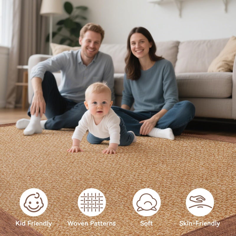 YDKGL Washable Runner Rug 3x5 Jute Like Entryway Indoor Runner Mat Rugs Non Slip, Woven Soft Farmhouse Area Boho Floor Carpet for Hallway Kitchen Laundry Hall Backdoor Bedroom Living Room, Brown - Image 2