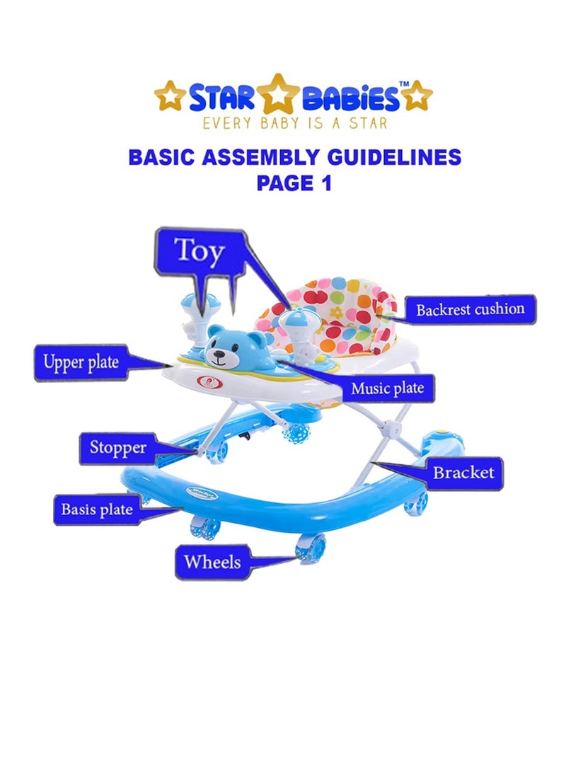 Star Babies - Buy 1 Get 1 (Baby Walker with Free 20pcs Disposable Changing mat- Blue - Image 3