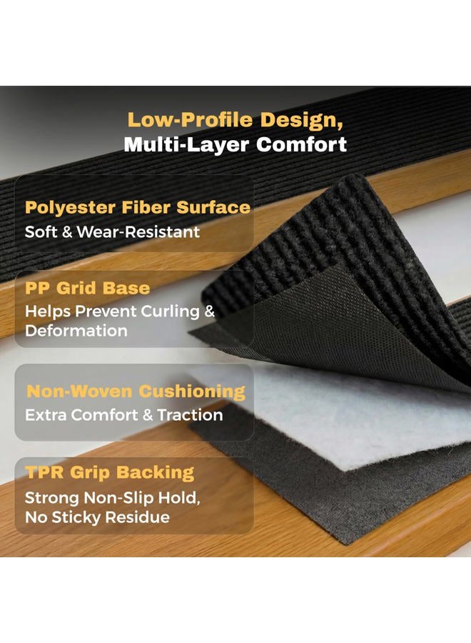 MBIGM 8" X 30" (15 in Pack) Non-Slip Carpet Stair Treads Non-Skid Safety Rug Slip Resistant Indoor Runner for Kids Elders and Pets with Reusable Adhesive, Black - Image 3