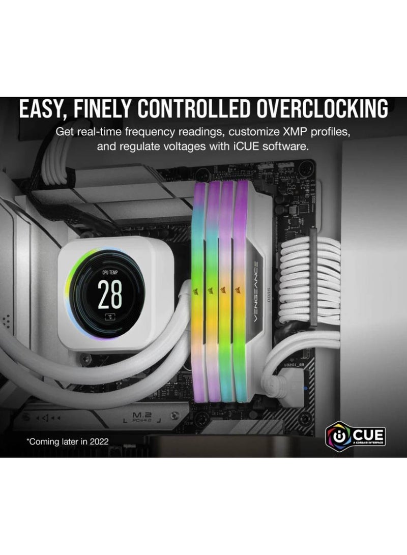 CORSAIR VENGEANCE RGB 32GB (2x16GB) DDR5 Desktop Memory Kit, 6400MHz Memory Speed, 32-40-40-84 CAS Latency, Intel XMP 3.0, 1.40 Voltage, 288 Pin, Dynamic Multi-Zone RGB, White | CMH32GX5M2B6400C32W - Image 3