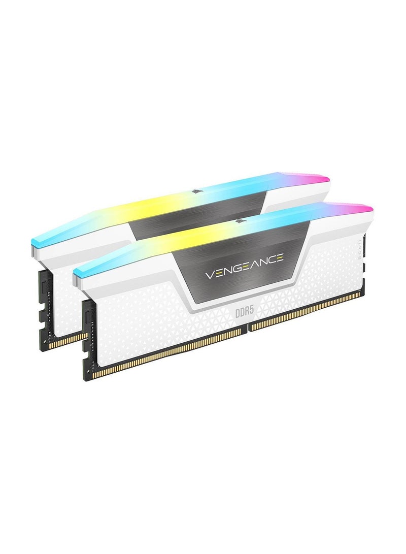 CORSAIR VENGEANCE RGB 32GB (2x16GB) DDR5 Desktop Memory Kit, 6400MHz Memory Speed, 32-40-40-84 CAS Latency, Intel XMP 3.0, 1.40 Voltage, 288 Pin, Dynamic Multi-Zone RGB, White | CMH32GX5M2B6400C32W - Image 2