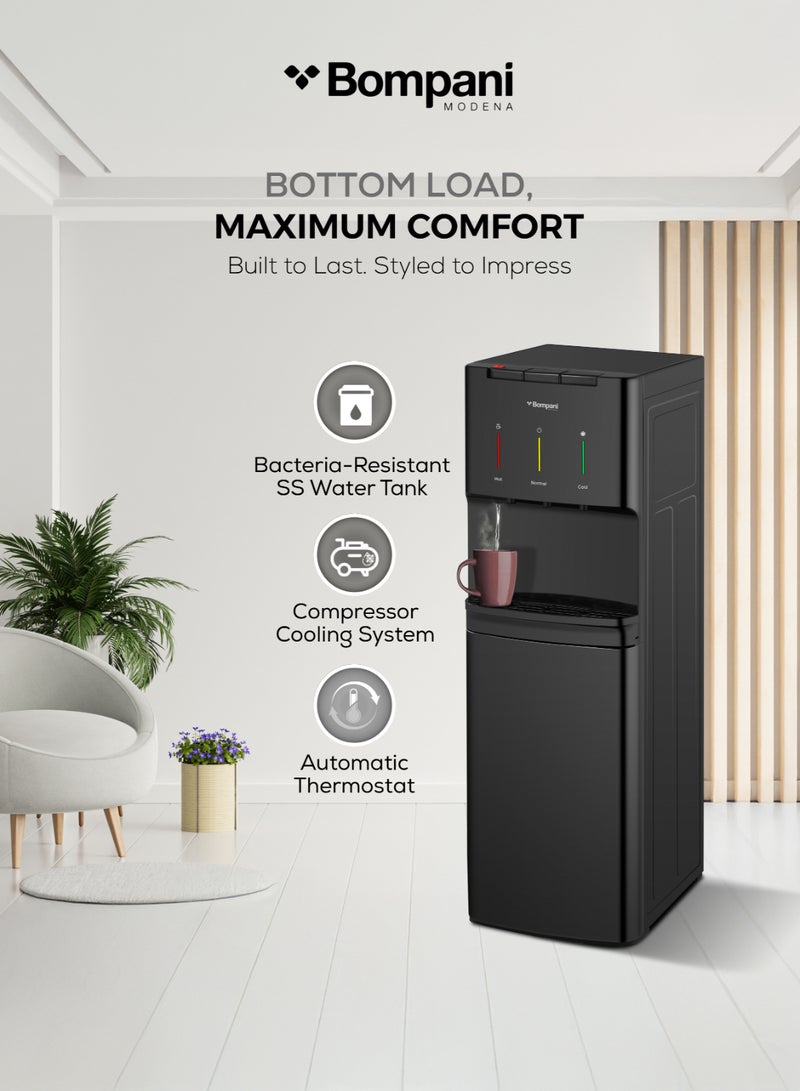 BOMPANI High-Performance Freestanding Water Dispenser with Hot, Cold & Normal Water, Bottom Loading & Thermostat - BWD302F BWD302F black - Image 2