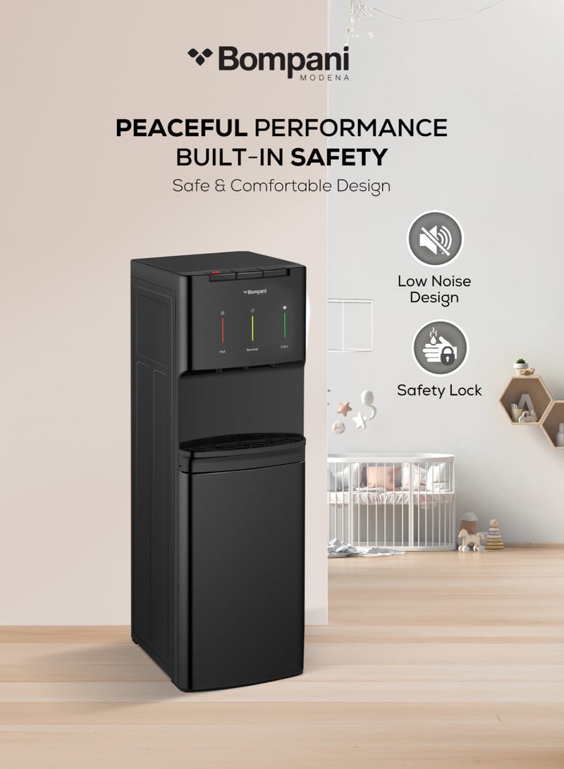 BOMPANI High-Performance Freestanding Water Dispenser with Hot, Cold & Normal Water, Bottom Loading & Thermostat - BWD302F BWD302F black - Image 5