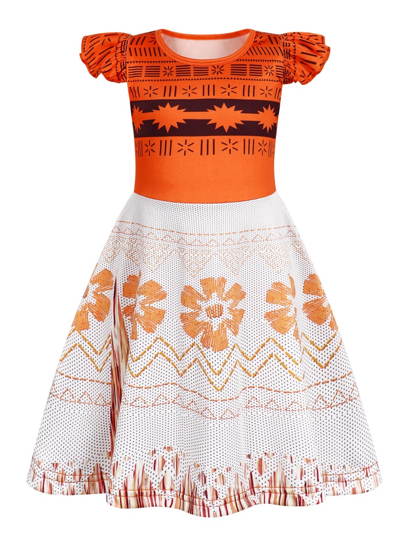 Jurebecia Girls Nightgowns Princess Nightdress Flutter Sleeves Nightie Dress Pajamas Sleepwear Night Gown for Kids 5t Orange - Image 1
