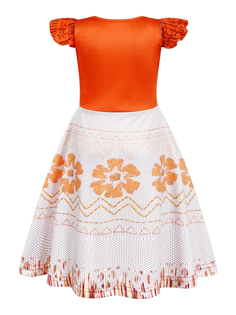 Jurebecia Girls Nightgowns Princess Nightdress Flutter Sleeves Nightie Dress Pajamas Sleepwear Night Gown for Kids 5t Orange - Image 3