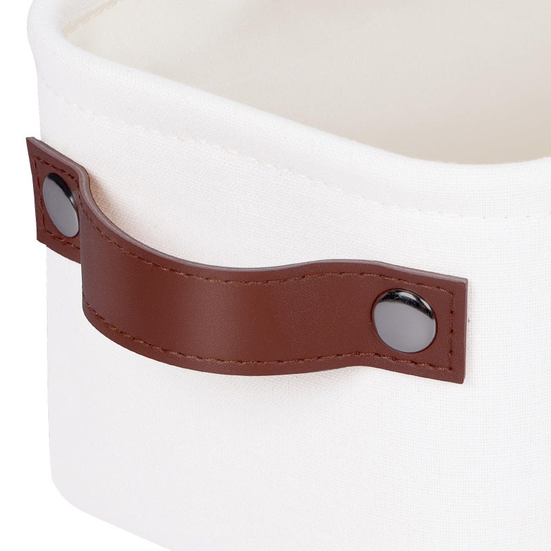 Kntiwiwo Small Fabric Storage Bins, 15x6x5 inch Narrow Storage Baskets 4-Pack Long Storage Basket for Organizing with Handles, Decorative Basket for Closets, Shelves, Toilet Paper, White - Image 3