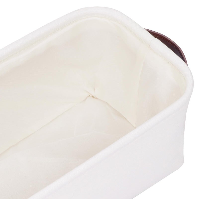 Kntiwiwo Small Fabric Storage Bins, 15x6x5 inch Narrow Storage Baskets 4-Pack Long Storage Basket for Organizing with Handles, Decorative Basket for Closets, Shelves, Toilet Paper, White - Image 4