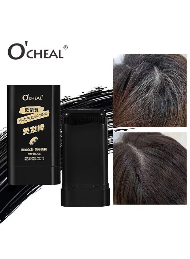 اوكيل تغطية الشعر الرمادي ، صبغة شعر مشط آمنة ومريحة ، مشط صبغ شعر مقاوم للماء والعرق ، عصا تصفيف الشعر الجنوبية الشرقية ، صبغة شعر نباتية طبيعية 2 في 1 ، تغطي الشعر الرمادي ، اللمسات السريعة - # 01 أسود (20 جم) - Image 1