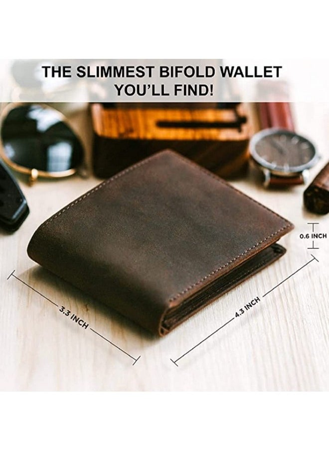 CONTACTS Contacts Men's Genuine Leather Wallet | RFID Blocking Wallet for Men | Bifold Wallet| 10 Card Slots, 2 ID Window (Brown)  - Image 4