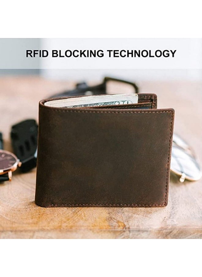 CONTACTS Contacts Men's Genuine Leather Wallet | RFID Blocking Wallet for Men | Bifold Wallet| 10 Card Slots, 2 ID Window (Brown)  - Image 5