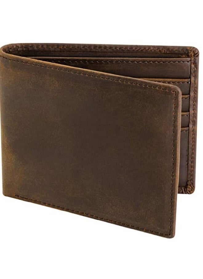 CONTACTS Contacts Men's Genuine Leather Wallet | RFID Blocking Wallet for Men | Bifold Wallet| 10 Card Slots, 2 ID Window (Brown)  - Image 1