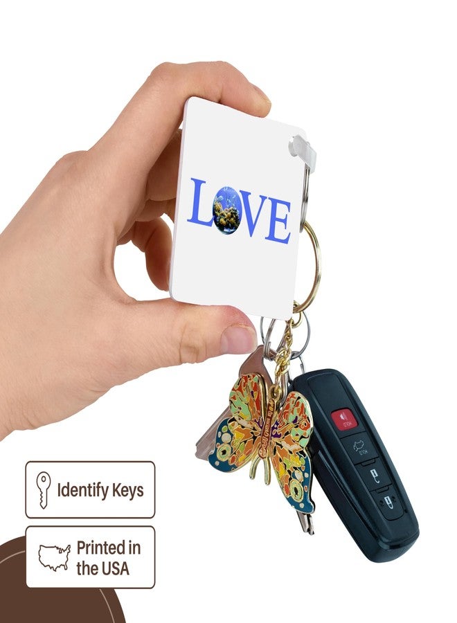3dRose, Love Fish - text with fish bowl for O blue aquarium with yellow coral, set of 2 Key Chains - Image 3
