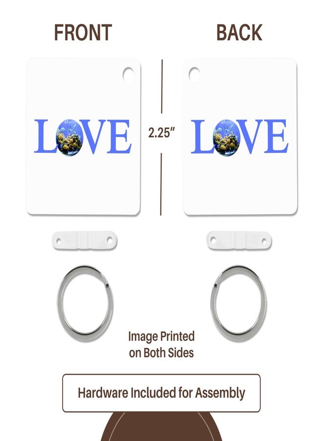3dRose, Love Fish - text with fish bowl for O blue aquarium with yellow coral, set of 2 Key Chains - Image 5