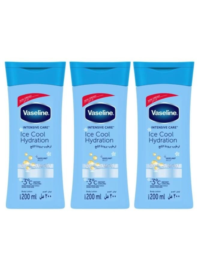 Vaseline 3 Pack of Vaseline Intensive Care Ice Cool Moisture Lotion, 200ml - Image 1