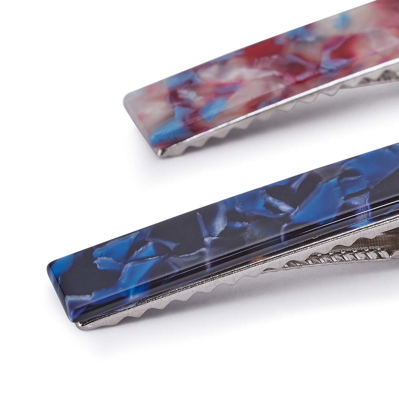 LEDUODO Acrylic Resin Hair Barrettes Alligator Hair Clips - 8pcs Duckbill Hair Clips Marble Pattern Hairpins Geometric Clips for Women Girls Hair Accessories Birthday Christmas Valentines Day Gifts - Image 3