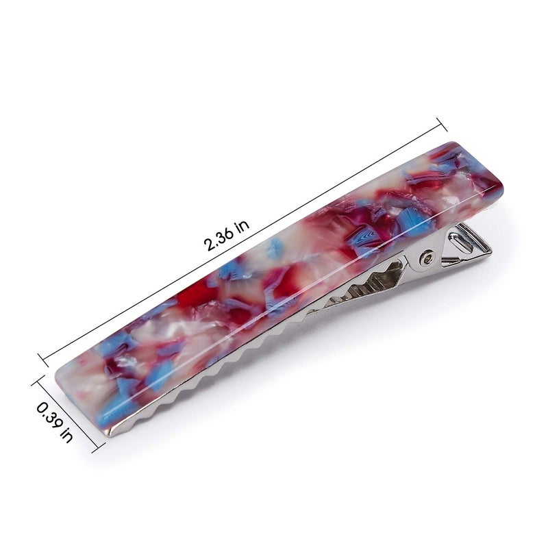 LEDUODO Acrylic Resin Hair Barrettes Alligator Hair Clips - 8pcs Duckbill Hair Clips Marble Pattern Hairpins Geometric Clips for Women Girls Hair Accessories Birthday Christmas Valentines Day Gifts - Image 5