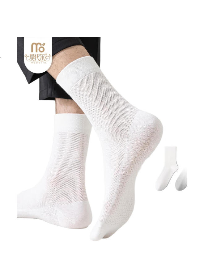 Modal 5 Pairs 100% Cotton Men'S Mesh Mid-Calf Socks Summer Thin 7A Antibacterial Odor-Resistant Breathable Business Long Socks - Image 3