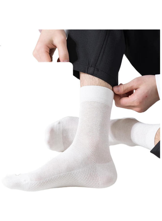 Modal 5 Pairs 100% Cotton Men'S Mesh Mid-Calf Socks Summer Thin 7A Antibacterial Odor-Resistant Breathable Business Long Socks - Image 1