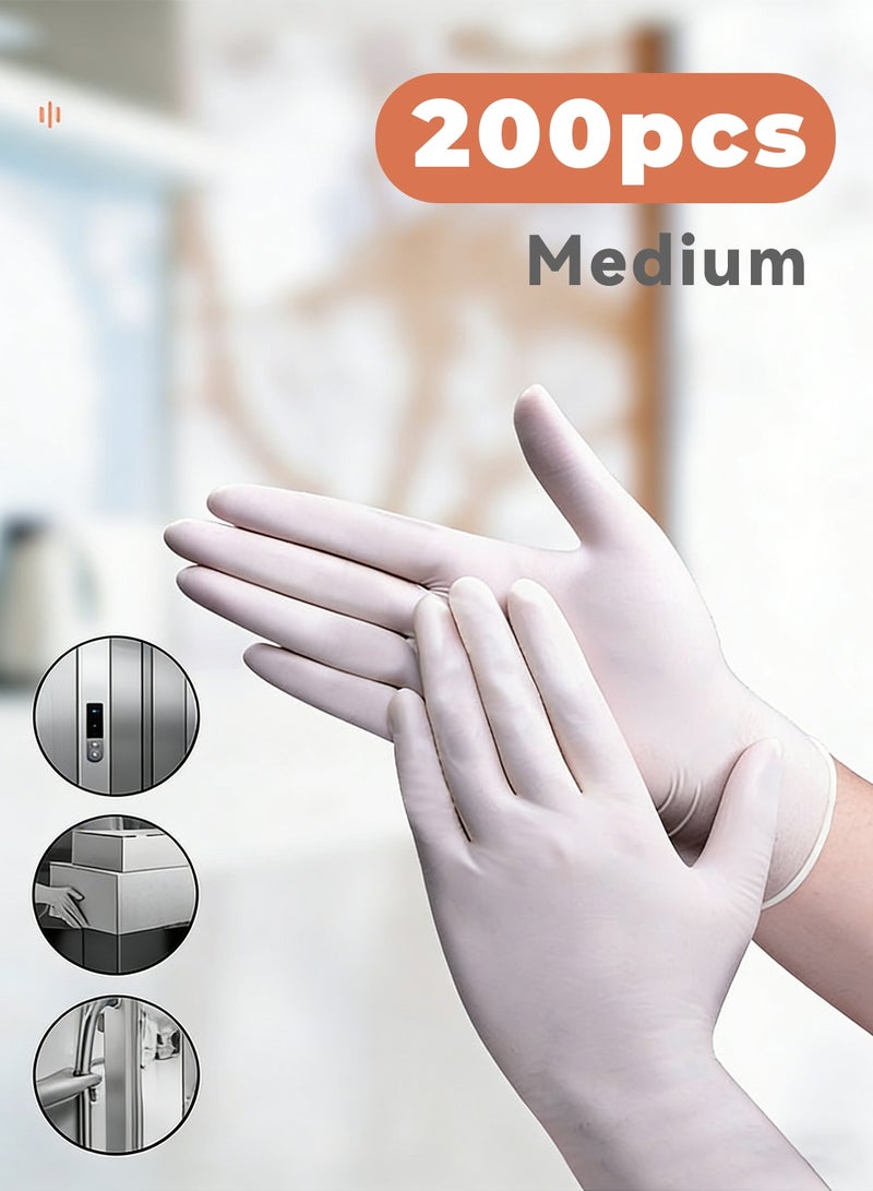 200 جوانتيهات لاستخدام مرة واحدة مقاس متوسط من اللاتكس الطبي، قوي وآمن وناعم ومن غير بودرة، مناسب للعيادات والمصانع والمستشفيات والاستخدام المنزلي - Image 1