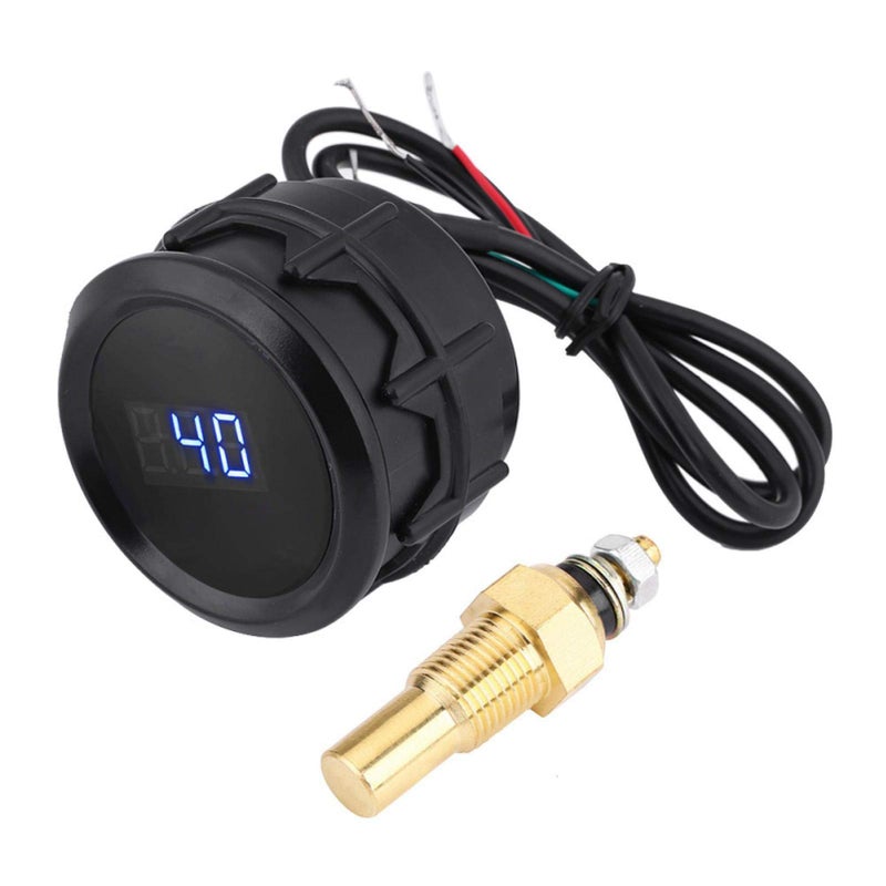 KIMISS Digital Water Temp Gauge 2 Inch 52mm Blue LED Digital Water Temperature Gauge Kit with Temp Sensor Black for Car  Truck