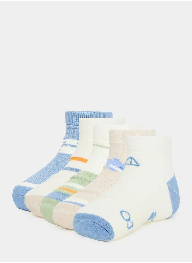 Styli Pack of 5 - Striped & Printed Ankle Socks