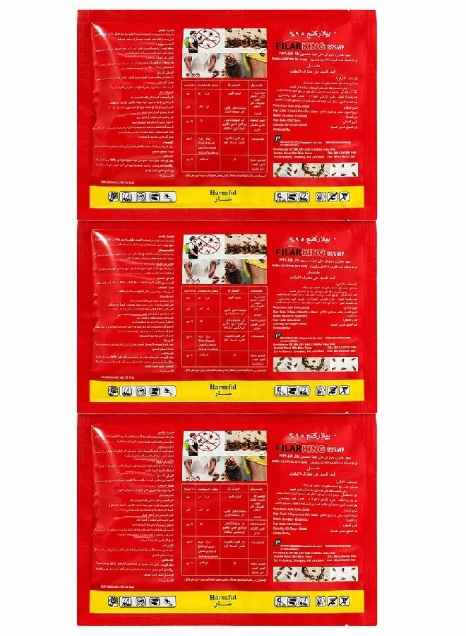 Pack of 3 PLARKING 95% WP Insecticide Powder | Professional Pest Control Powder for Cockroaches, Ants, Bed Bugs (100g Each)