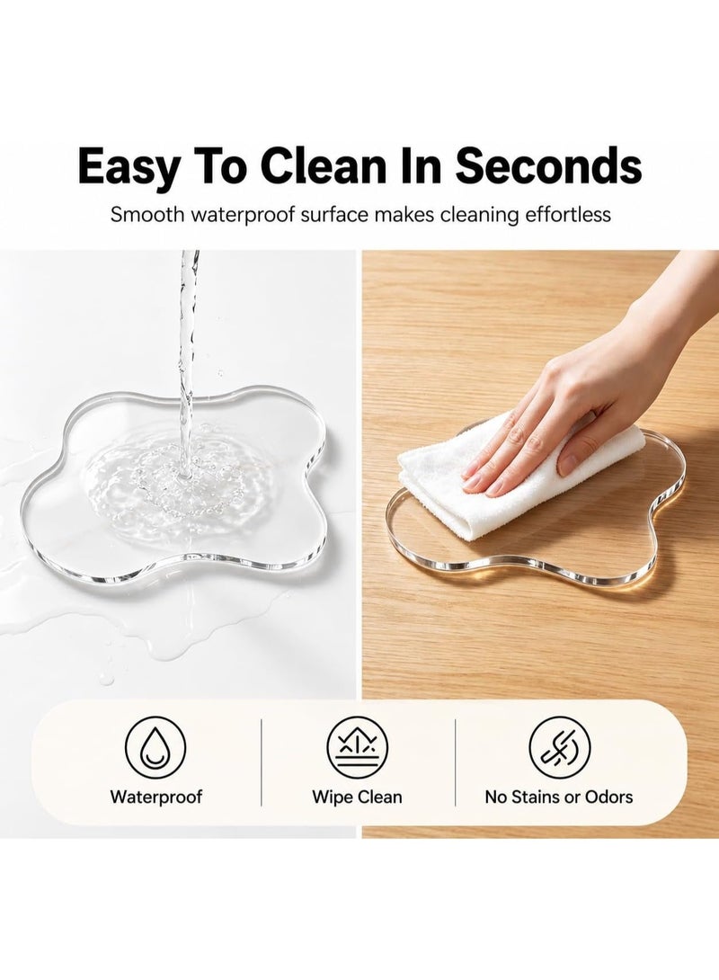 2 Pcs Acrylic Cloud Shape Coasters Set, Clear Transparent Drink Coasters for Coffee Cups and Glasses, Modern Table Decor Accessories for Coffee Table, Kitchen, Dining Room, Office, Bar, Stylish Home Gift for Housewarming Birthday Holiday - Image 4