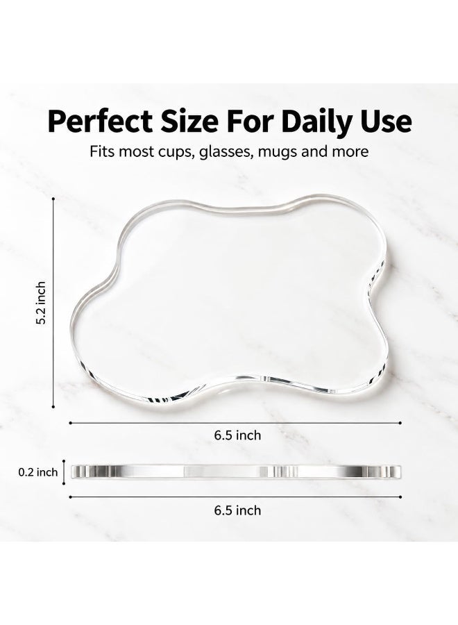 2 Pcs Acrylic Cloud Shape Coasters Set, Clear Transparent Drink Coasters for Coffee Cups and Glasses, Modern Table Decor Accessories for Coffee Table, Kitchen, Dining Room, Office, Bar, Stylish Home Gift for Housewarming Birthday Holiday - Image 5