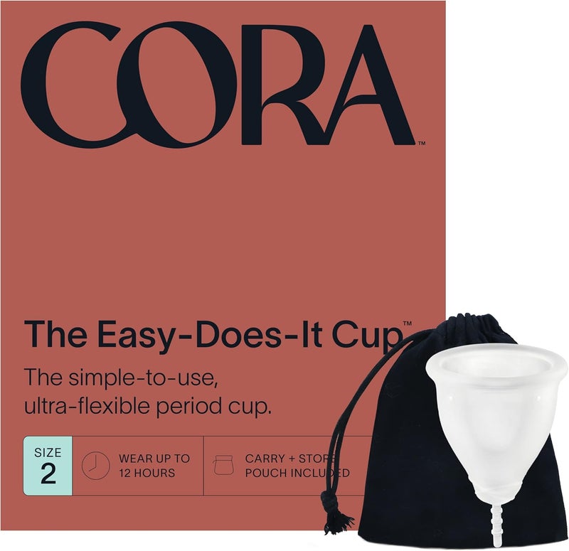 Cora Organic Feminine Care  156 Regular Bladder Liners Incontinence  Postpartum Pads and a Size 2 Menstrual Period Cup  Medical Grade Silicone  EcoConscious  Bundle Pack - Image 3